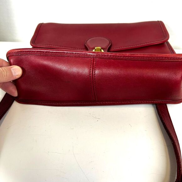 Coach Vintage 9927 Willis Red Leather Brass Top Handle Satchel Shoulder Bag - Picture 9 of 16